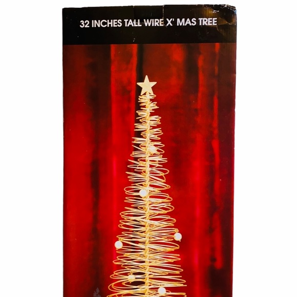32” Spiral Wire Ornament Gold Christmas Tree - Picture 4 of 8